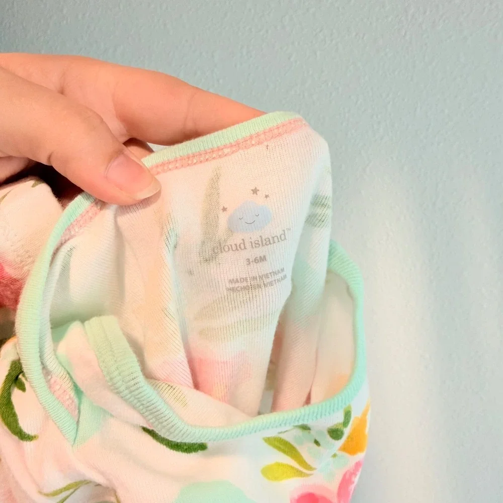 Cloud Island Baby Girl Floral Bodysuit and Leggings Set 3-6M White Pink Teal